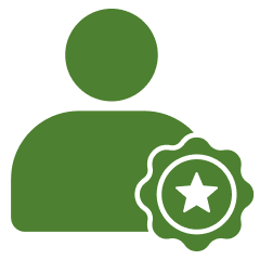 Profile silhouette with certification badge